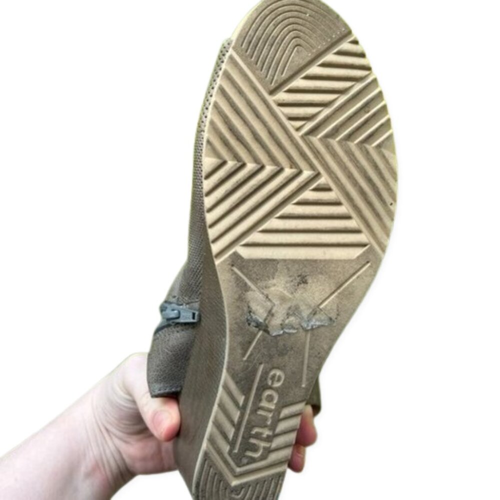 Earth Attalea Slate Blue Leather Peep Toe Wedge Sandals Women's 9.5 EUC - Picture 10 of 15